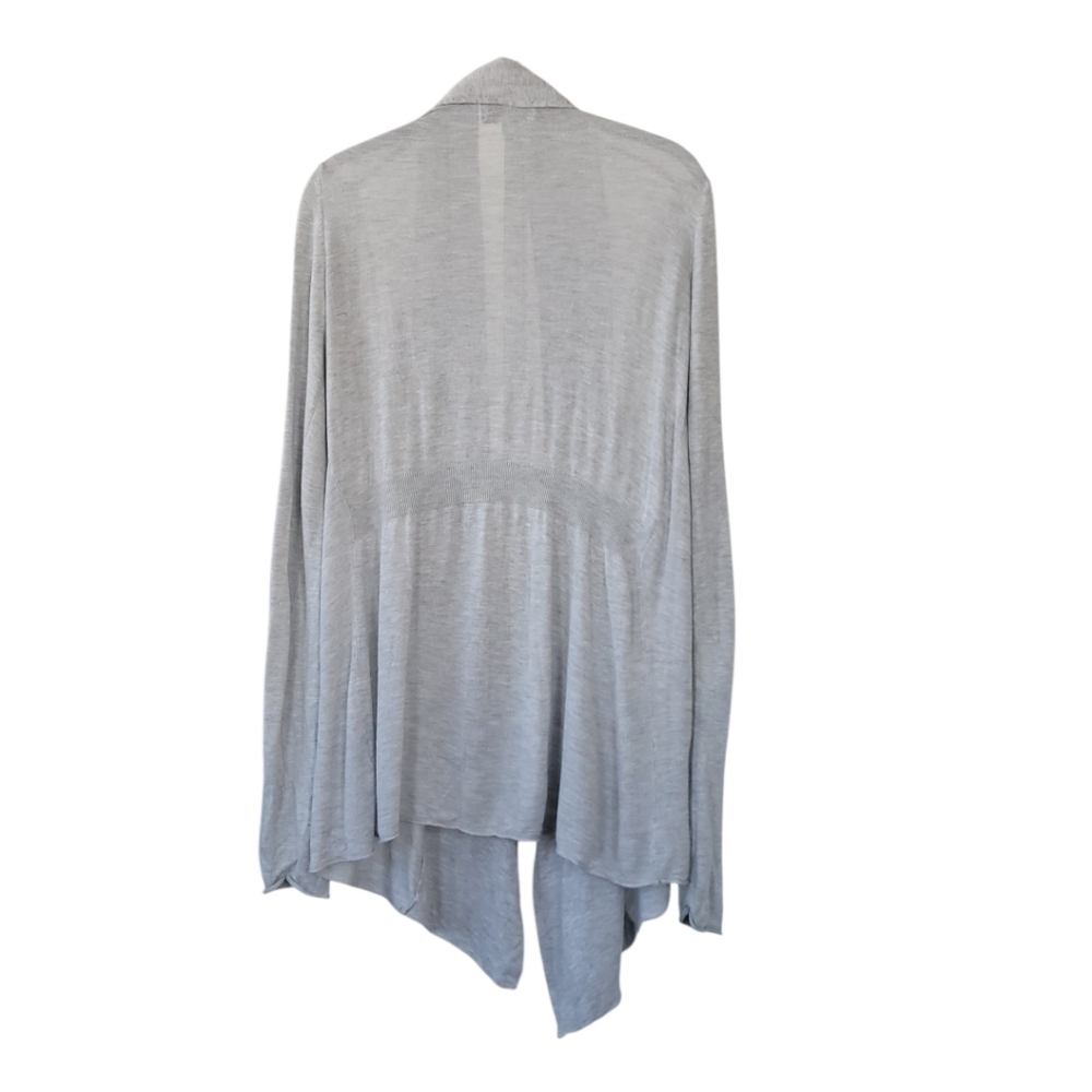Joan Vass S Open Front Drape Cardigan Sweater Coastal Minimalist Grey - Picture 2 of 9